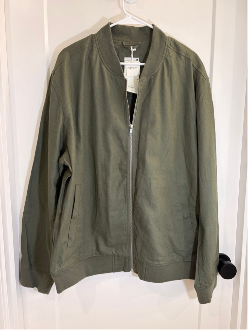 Reserved Men’s Olive Green Linen Blend Bomber Jacket Size XXL NWT Lightweight